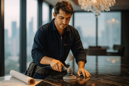 Как вернуть черной гранитной столешнице великолепие: белые пятна и их устранение