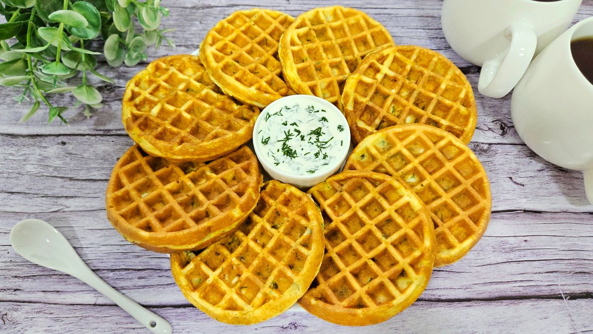 Насладитесь вкусом полезных вафель с яйцом и зелёным луком