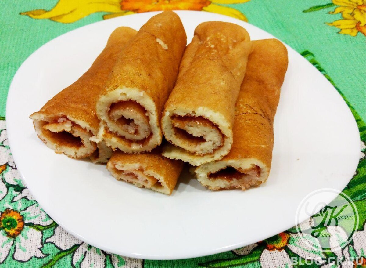 Как приготовить воздушные бисквитные блинчики с джемом