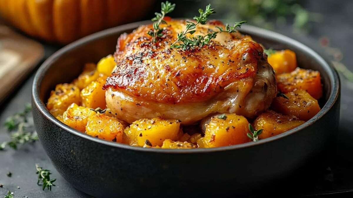 Сочная запеченная тыква с куриными бедрышками: идеальный рецепт для домашнего ужина